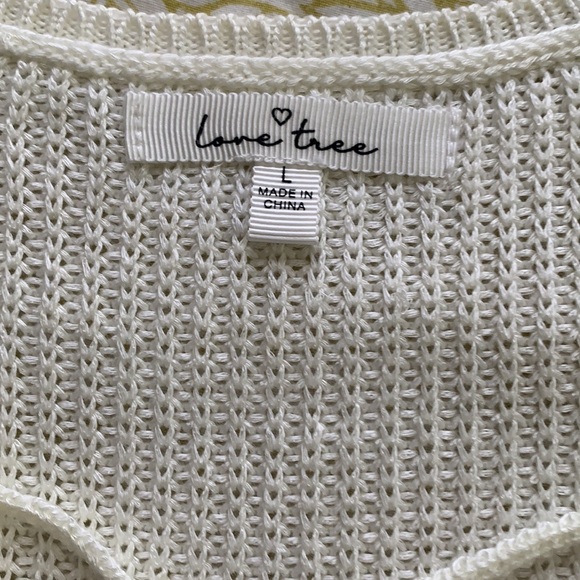 NWOT love tree ivory lace up sweater tank - Picture 2 of 7